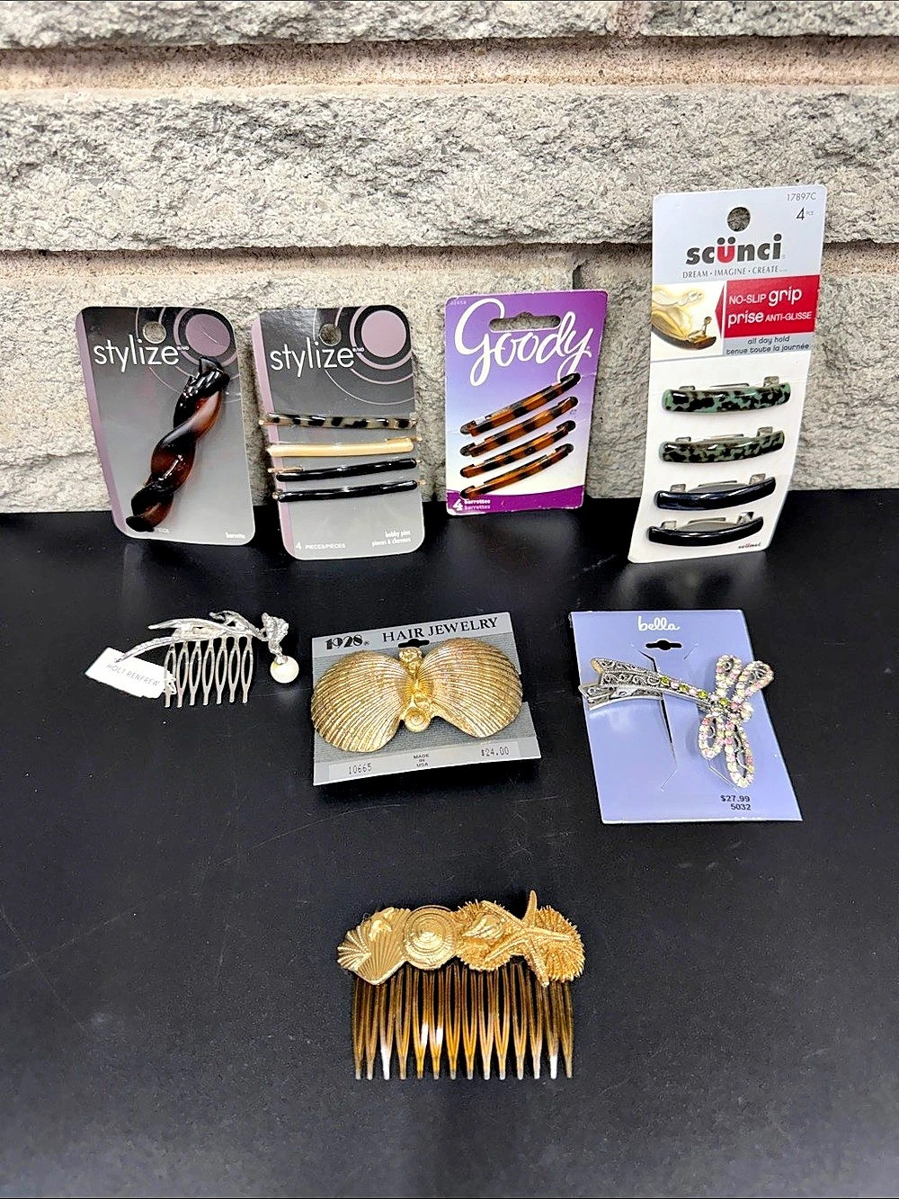 8 Piece Hair Accessories Lot 1928 Jewelry Bella Scunci Goody Vintage Style